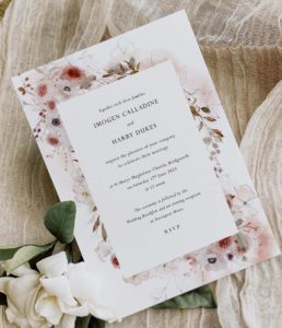 Dahlia autumn shades wedding invitations