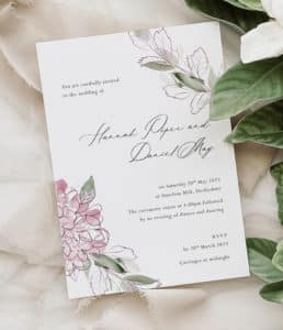 Simple floral wedding invitations and stationery