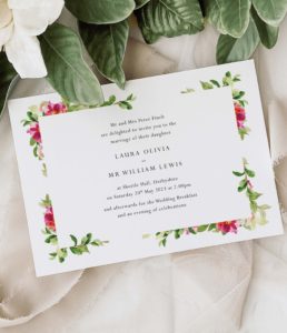 Peony floral wedding invitation