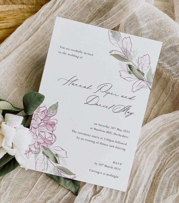 simple modern floral wedding invitations