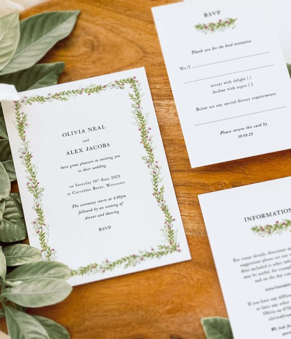 Hedgerow wedding invitation