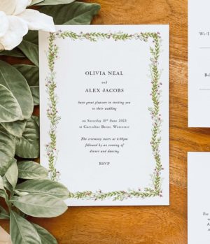 barn greenery wedding stationery and invitation suite