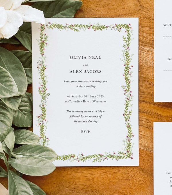 barn greenery wedding stationery and invitation suite