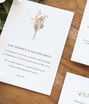 charm dried flower boho wedding invitations
