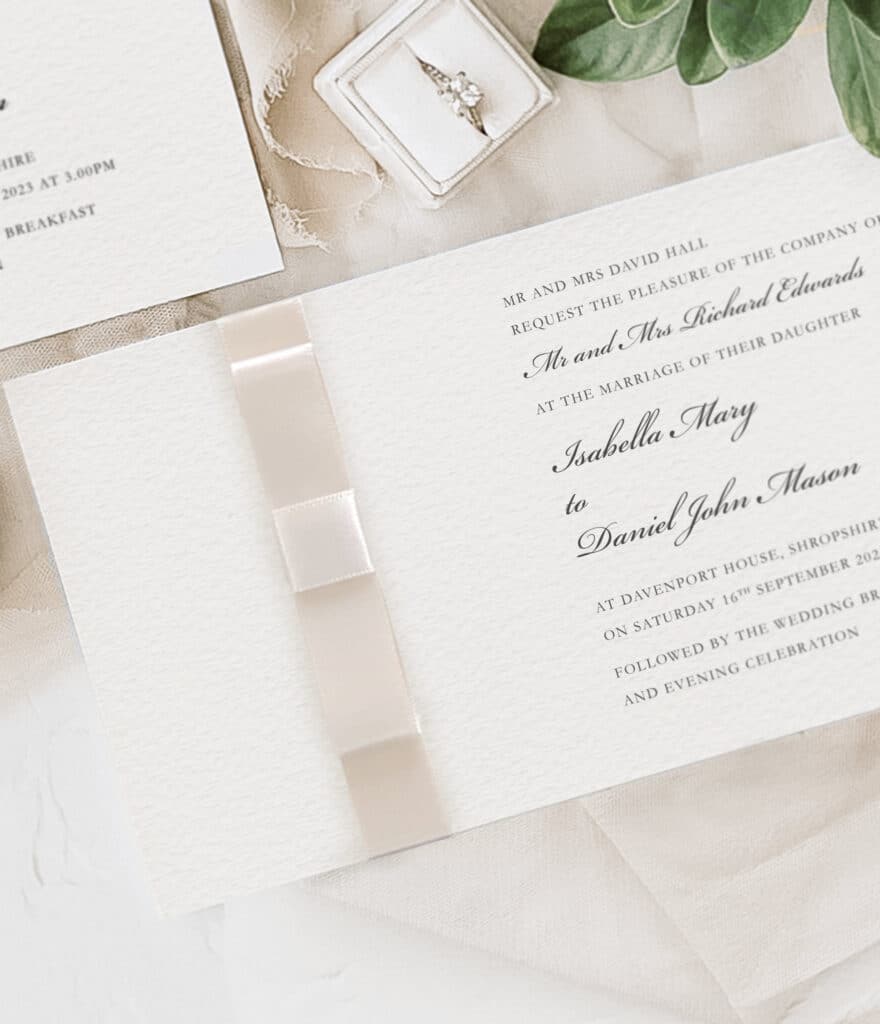 elegant pocket fold wedding invitation