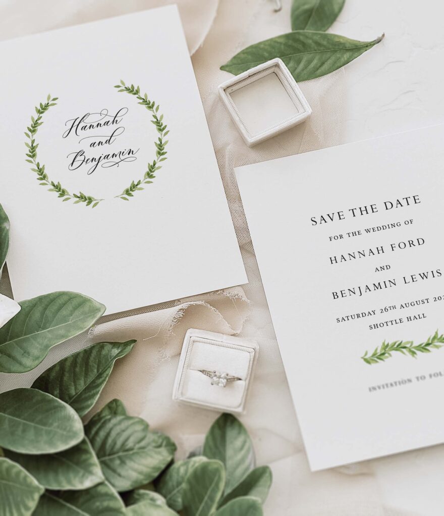 wreath wedding invitation