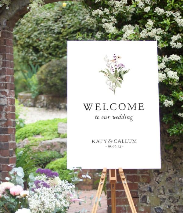 Wildflower welcome to our wedding sign