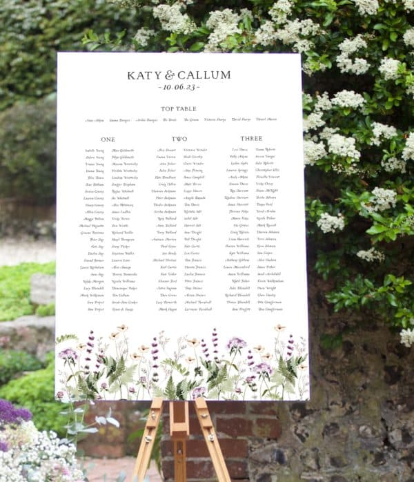 Wildflower wedding seating plan