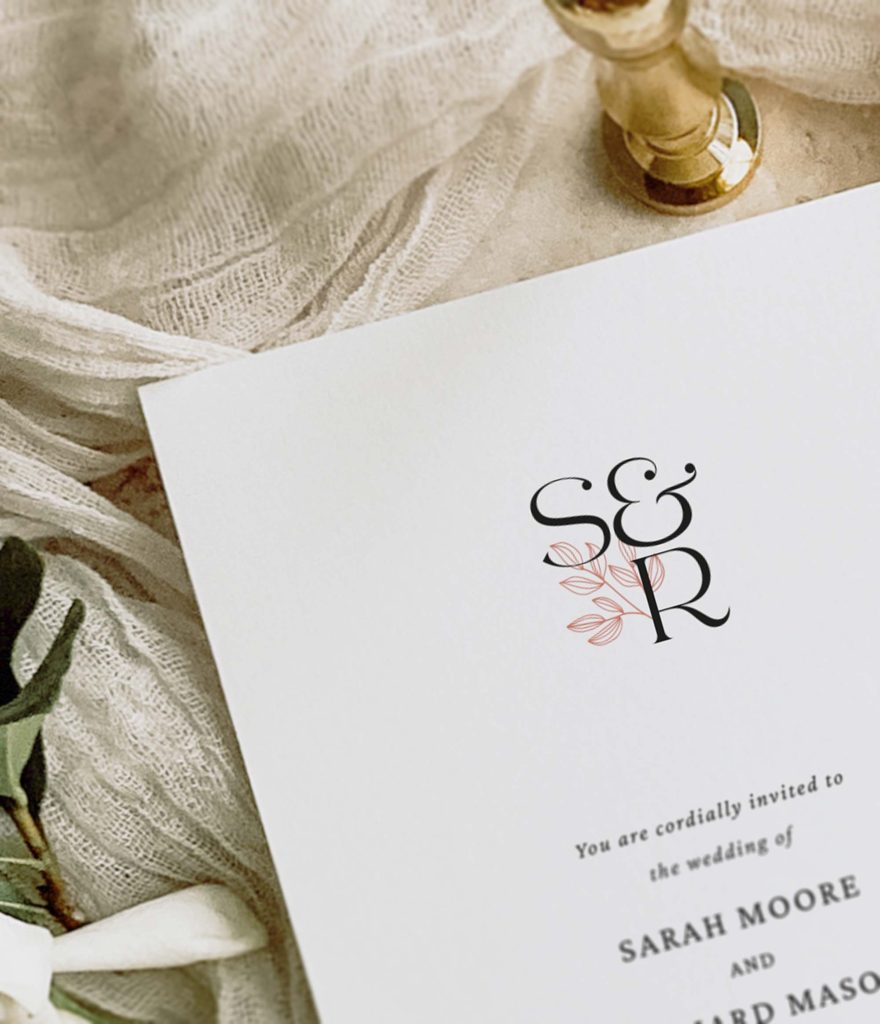 modern monogram wedding invitations