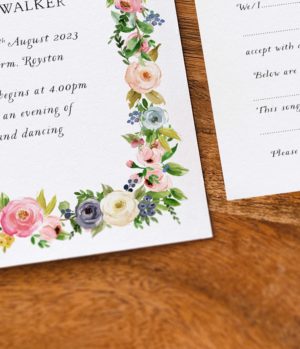 rustic wedding invitations with flower garland