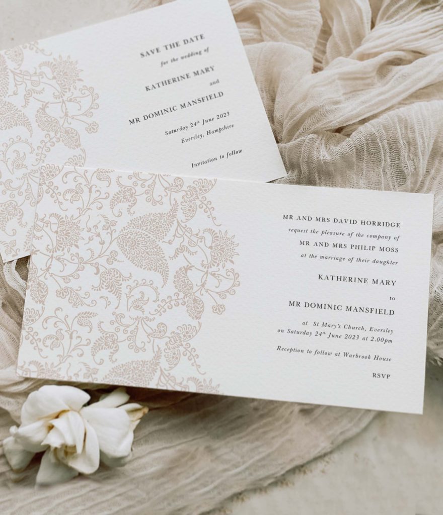 vintage inspired wedding invitation and stationery