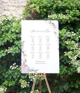 modern simple floral wedding seating plan