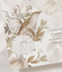 romantic wedding invitations amd stationery_ Songbird invitation detail