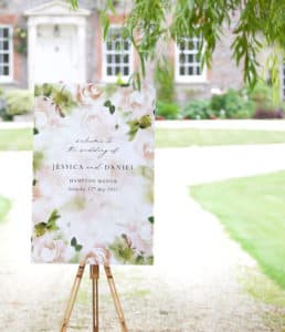 pale pink welcome to our wedding sign
