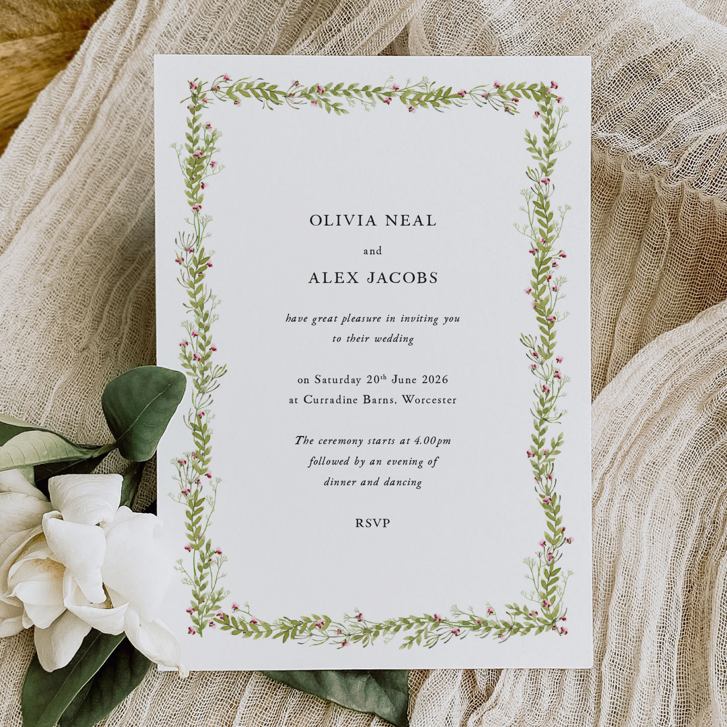 Showing Hedgerow - Rustic wedding invitations and stationery