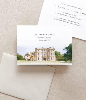 bourton hall wedding venue illustration invitations