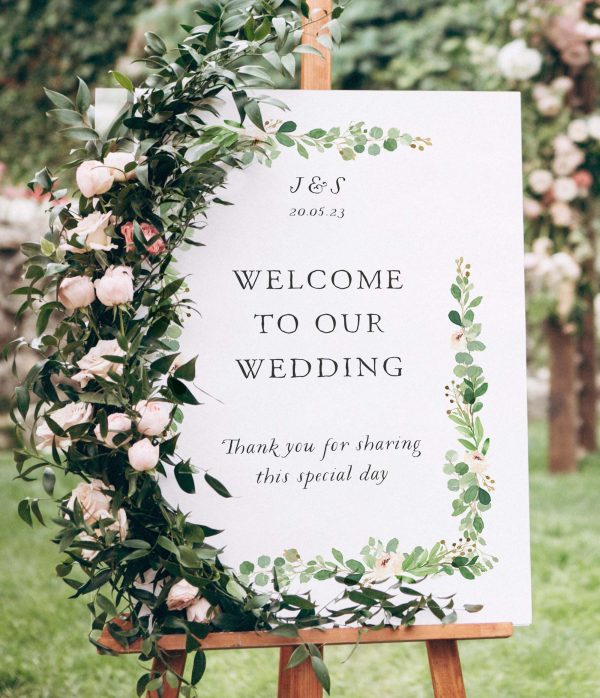 Botanical welcome to our wedding sign